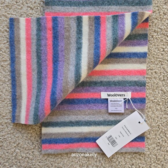 NWT WoolOvers Lambswool Pastel Stripe Scarf - Picture 3 of 8